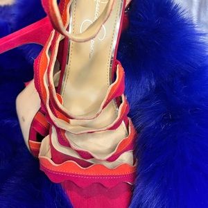 Orange/Fuchsia Suede heels